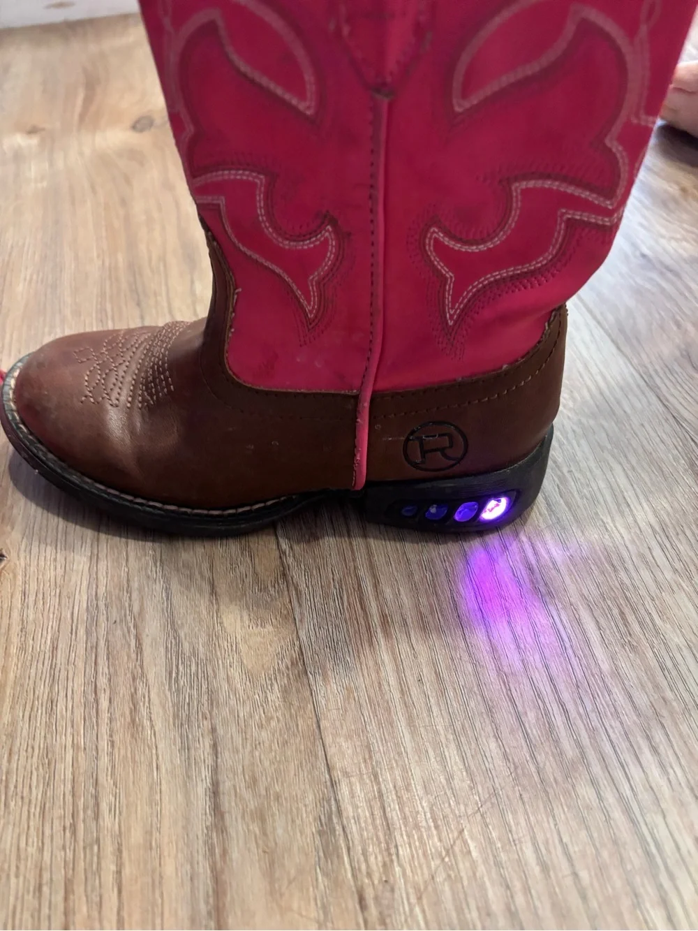 Kids Western Cowboy Boots in Pink and Brown